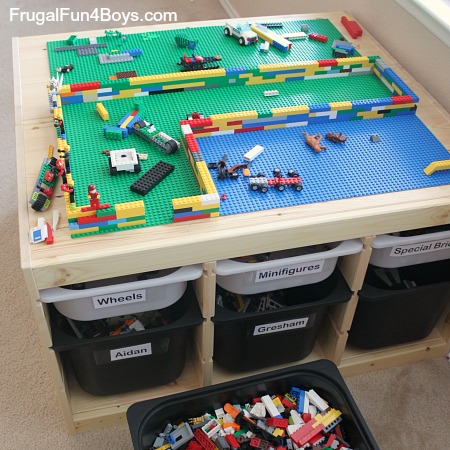 Lego Tables, DIY Lego Table, DIY Lego Table Tutorial, Lego Tables for Less, Kid Stuff, Kid Crafts, How to Organize Kids Playrooms, Playroom Organization, How to Organize Kids Toys, Popular Pin