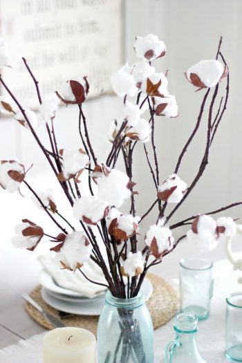 How to Make DIY Faux Cotton Stems - DIY Cotton Stems, Cotton Stems, How to Make Cotton Stems, Faux Cotton Stems, Holiday Home Decor, DIY Holiday Home Decor, Fall Home Decor, DIY Fall Decor, Popular Pin