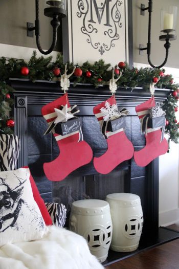 Are these oversized wooden stockings cute or what? If you want to make your own oversized wooden stocking, learn how to here. You will love them! 