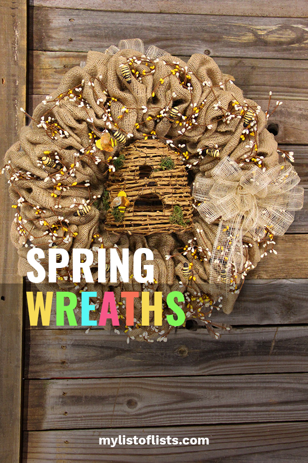 Most people are so excited when the cold of winter is on its way out. They can't wait for spring! One of my favorite home decor items is a wreath. Spring wreaths are so happy. They just make people feel good. Today's post is all about that.. spring wreaths that make people feel happy. Read on to learn more about ideas for above the mantel, on the front door, ideas from the dollar store and more. #springwreathideas #diyspringwreaths #springcrafts