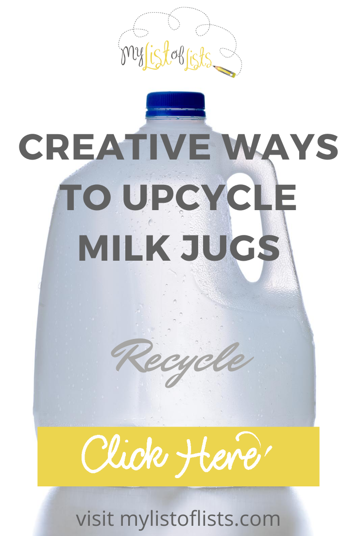 Ever consider how much plastic we contribute to the landfill? It's astounding! We can really make a difference by upcycling plastic items and milk jugs are one the easiest places to start. Read this post to see how many great ideas there are and how you could start today. Upcycle your milk jugs and do yourself and the earth a favor #milkjugs #upccyclemilkjugs #reuse #mylistoflistsblog