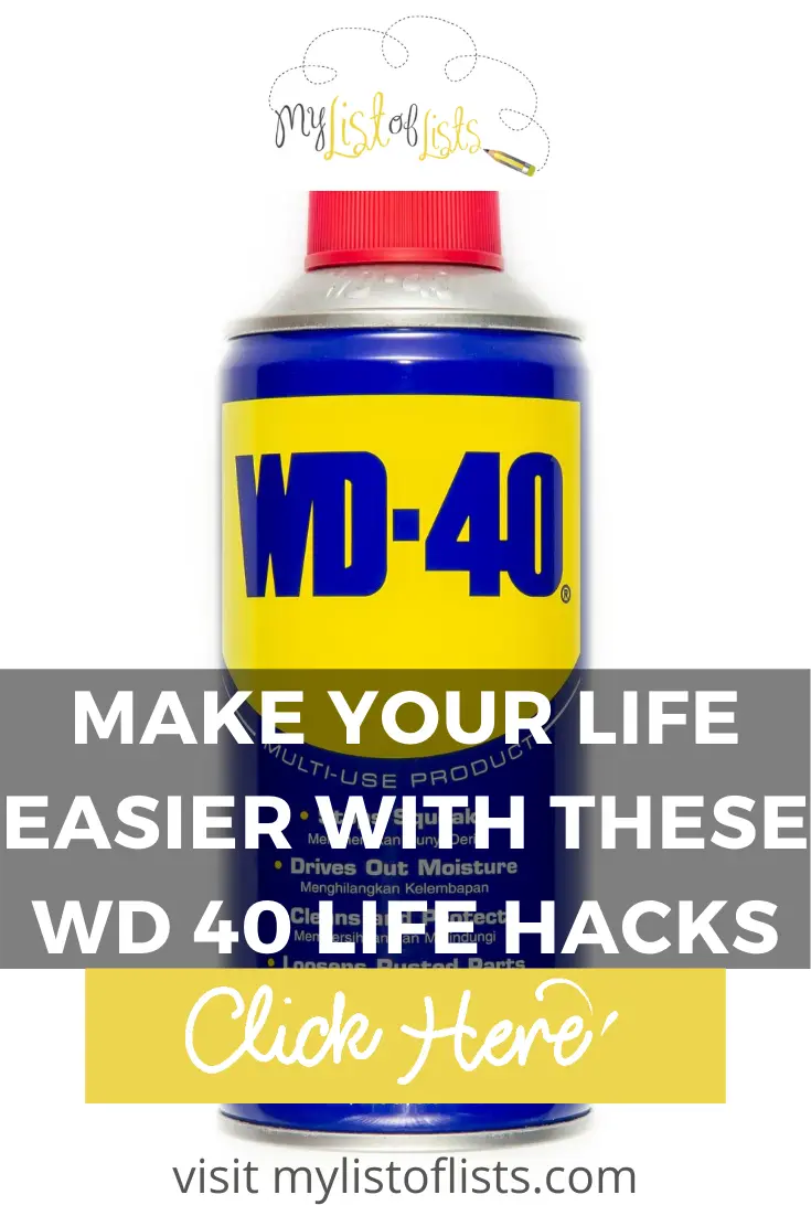 WD 40 isn't just for squeaky doors. In fact, it has so many uses that make life easier by saving you money. You are curious, right? Can't blame you. Read the post and then stock up on WD 40. These tips will change your life #mylistoflistsblog #tips #lifehacks Hacks Using WD-40