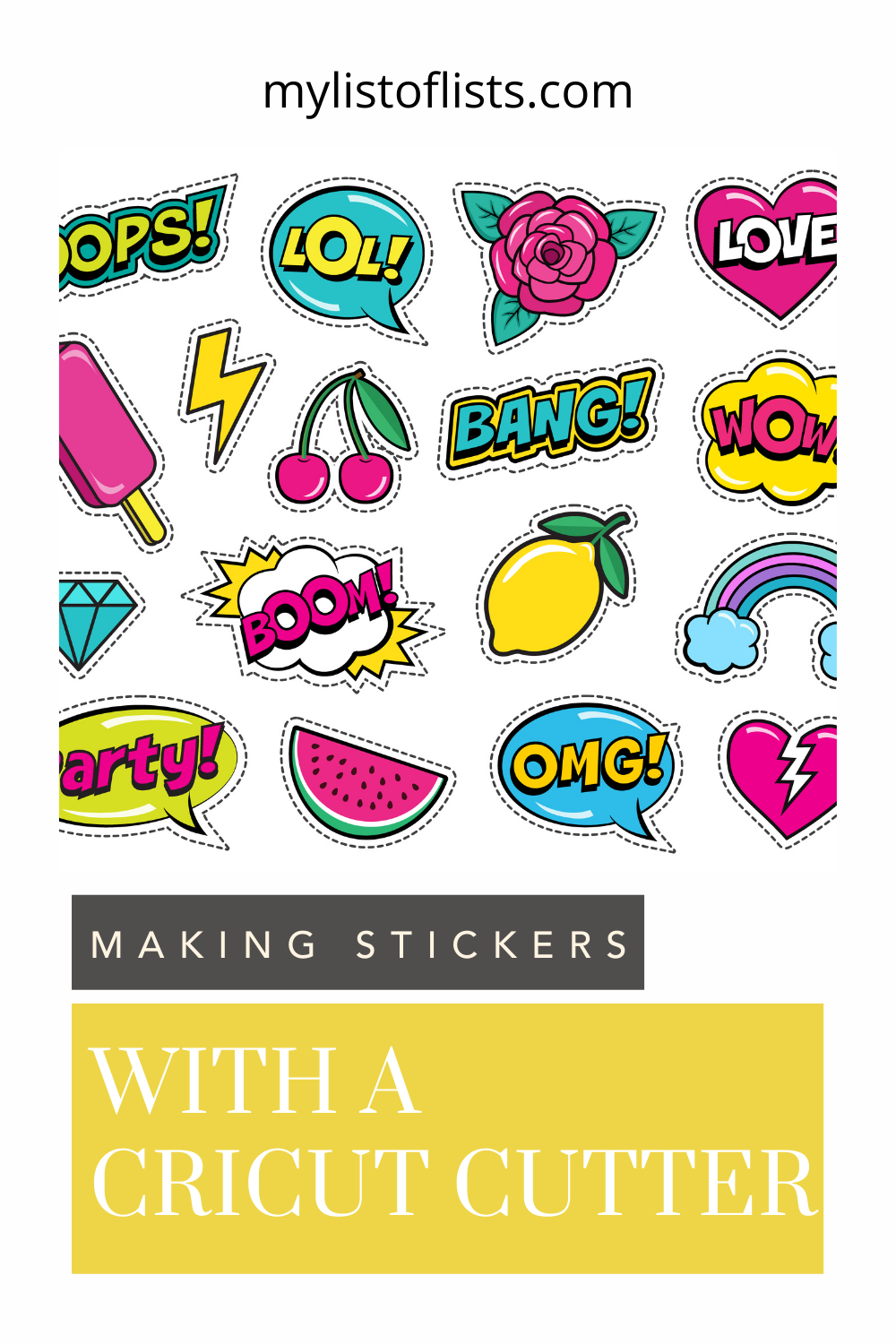 Mylistoflists.com has a little bit of everything. Read through tips that will make your life easier and more creative! Whether for your business or personal use, learn how you can make stickers using a Cricut cutting machine!